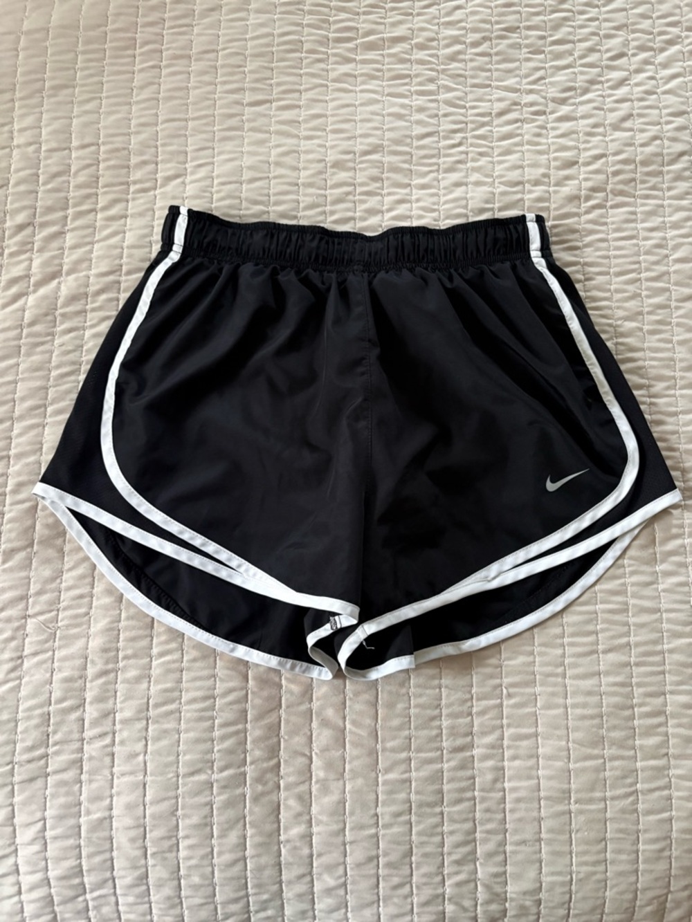 Nike Black Athletic Shorts with White Piping